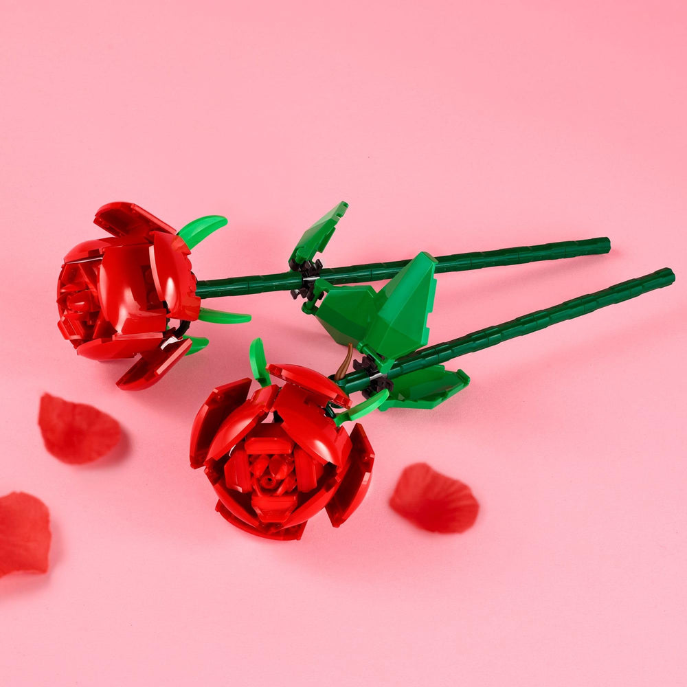 LEGO Roses adjustable stems let you customize height for vase arrangements