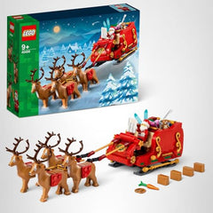 LEGO Santa's Sleigh decor-ready display for mantel or shelf.