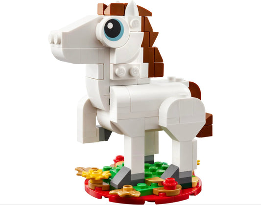 LEGO 40779 Year of the Horse model on display, festive home decor.
