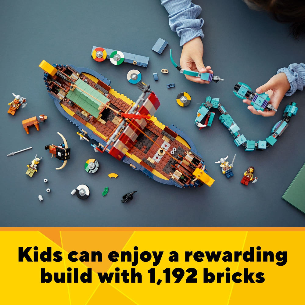 LEGO Serpent with movable head and tail for dynamic action.