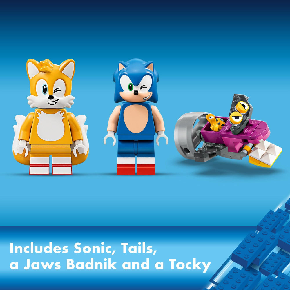 LEGO Sonic Characters Tails and Sonic image captures iconic duo for fast-paced, imaginative play.