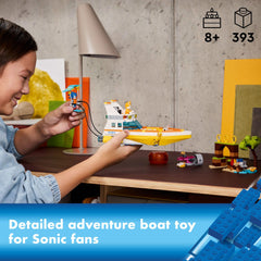 LEGO Sonic front speed sphere launcher image emphasizes action-ready launcher for dynamic play.