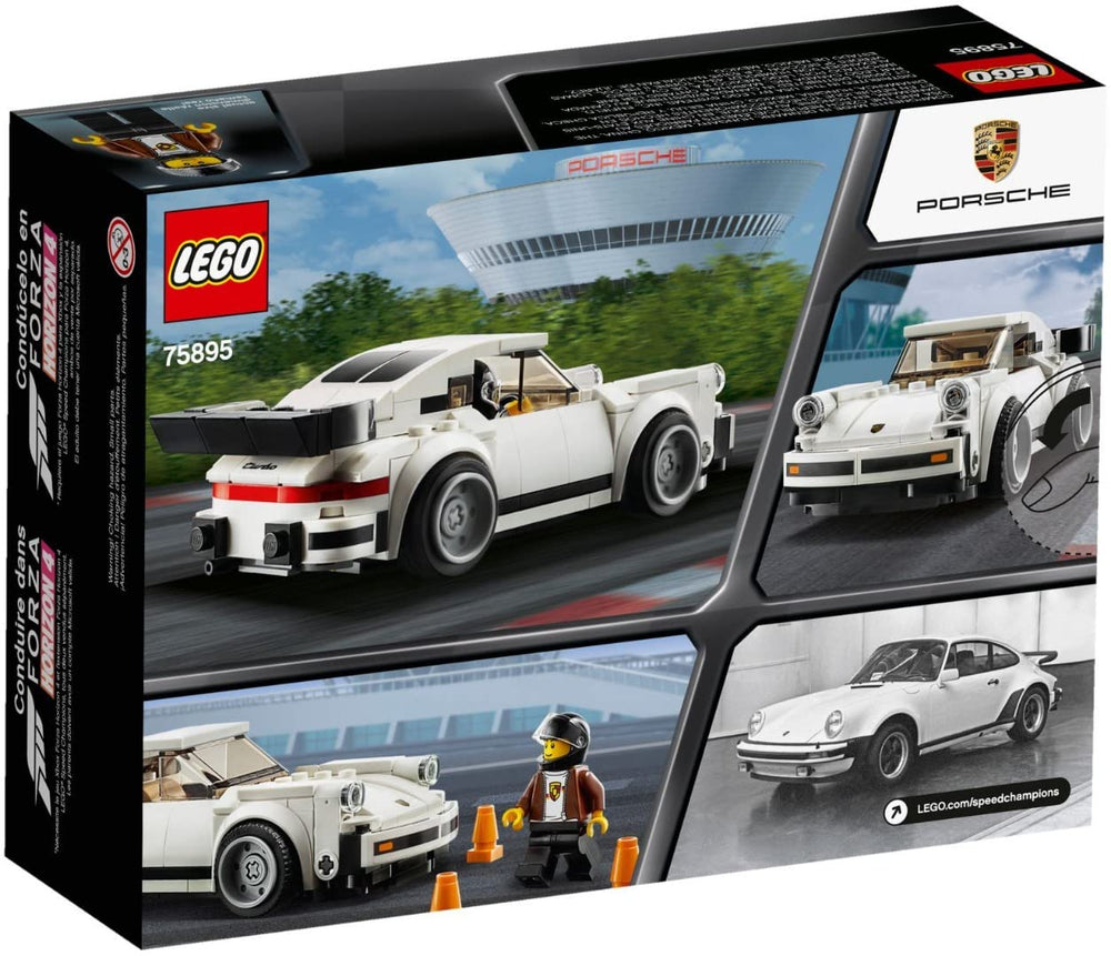 LEGO Speed Champions 1974 Porsche 911 Turbo 3.0 whale tail spoiler detail adds authenticity.