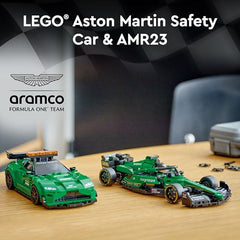 LEGO Speed Champions Aston Martin Safety Car detailing highlights authentic color scheme