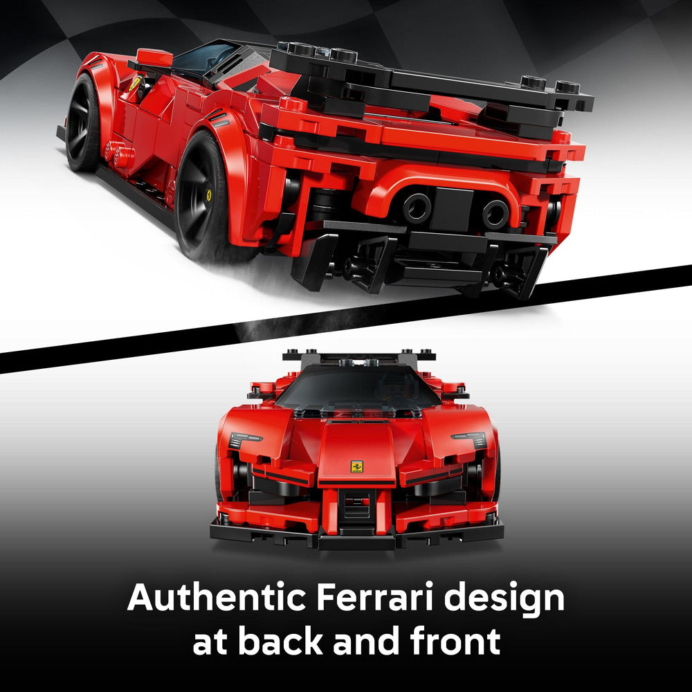 LEGO Speed Champions Ferrari SF90 XX Stradale cab-forward design highlights the silhouette