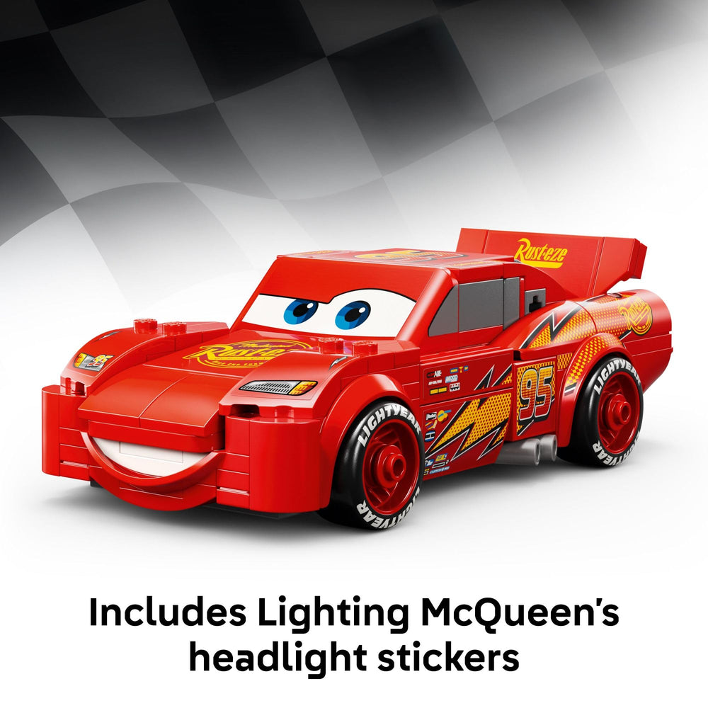 LEGO Speed Champions Lightning McQueen tire detail shows tire branding and authentic textures