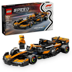 LEGO Speed Champions McLaren F1 Team MCL38 front view for striking display.