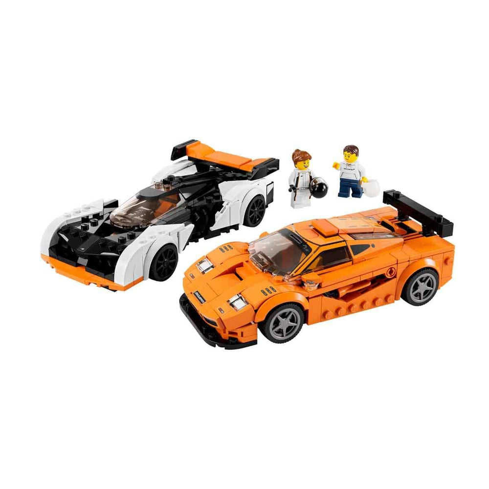 LEGO Speed Champions McLaren F1 LM orange cockpit view showing central seat