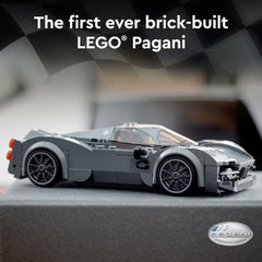 LEGO Speed Champions Pagani Utopia 76915 central exhaust detail enhances realism for action-packed builds.