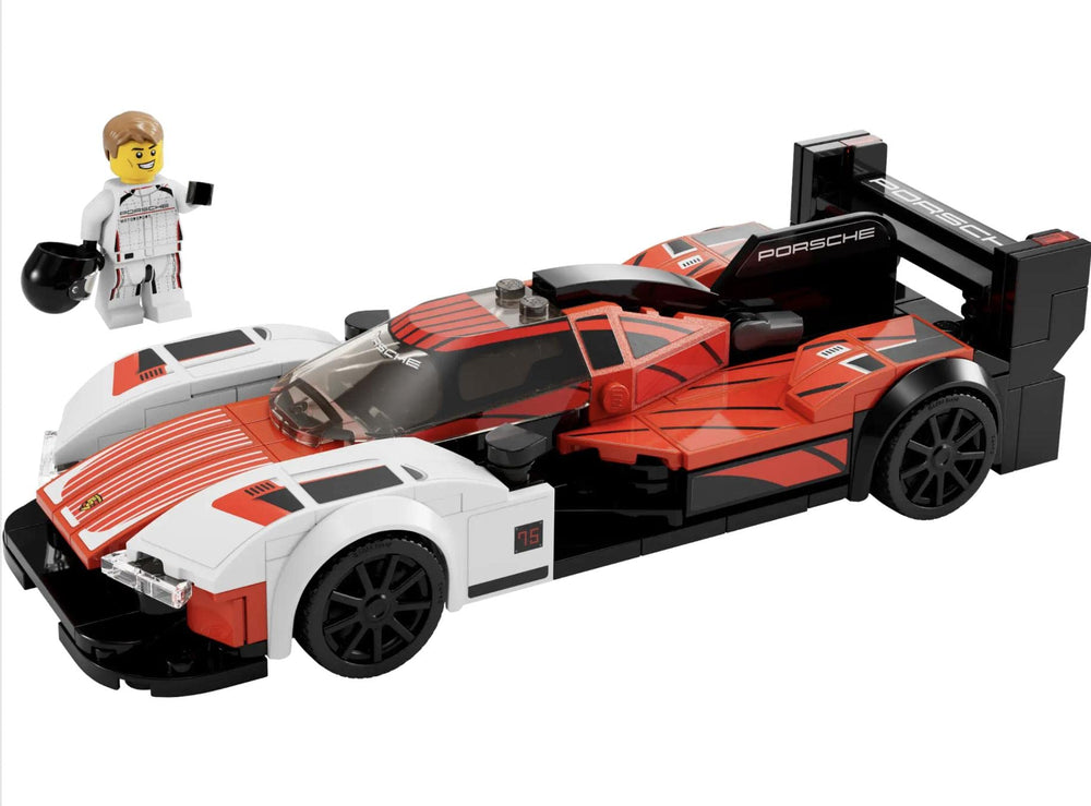 Rear wing detail of LEGO Porsche 963 76916 highlighting aerodynamic design