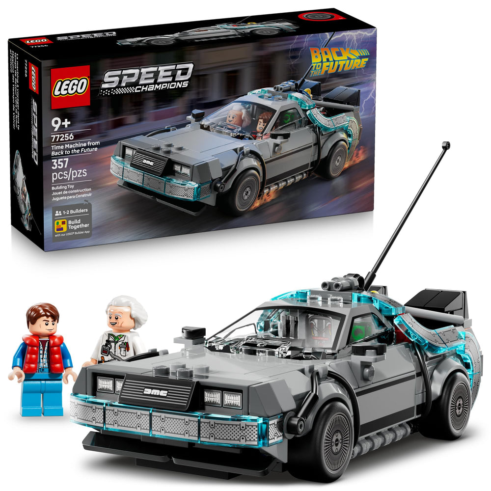 LEGO Speed Champions Time Machine front view of DeLorean for display