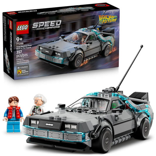LEGO Speed Champions Time Machine front view of DeLorean for display
