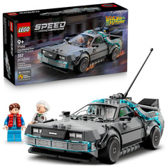 LEGO Speed Champions Time Machine front view of DeLorean for display