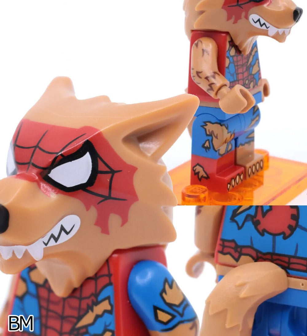 LEGO Spider-Verse Peter Parker Werewolf minifigure assembled pose shows play and display versatility