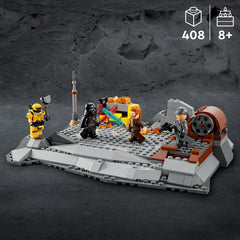 LEGO Star Wars 75334 Darth Vader minifigure with lightsaber enhances epic duel scenes.