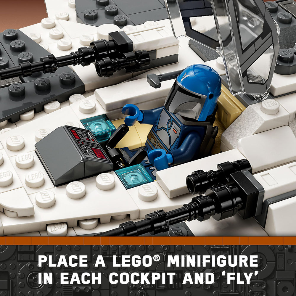 LEGO Star Wars 75348 The Mandalorian figure with darksaber adds iconic storytelling.