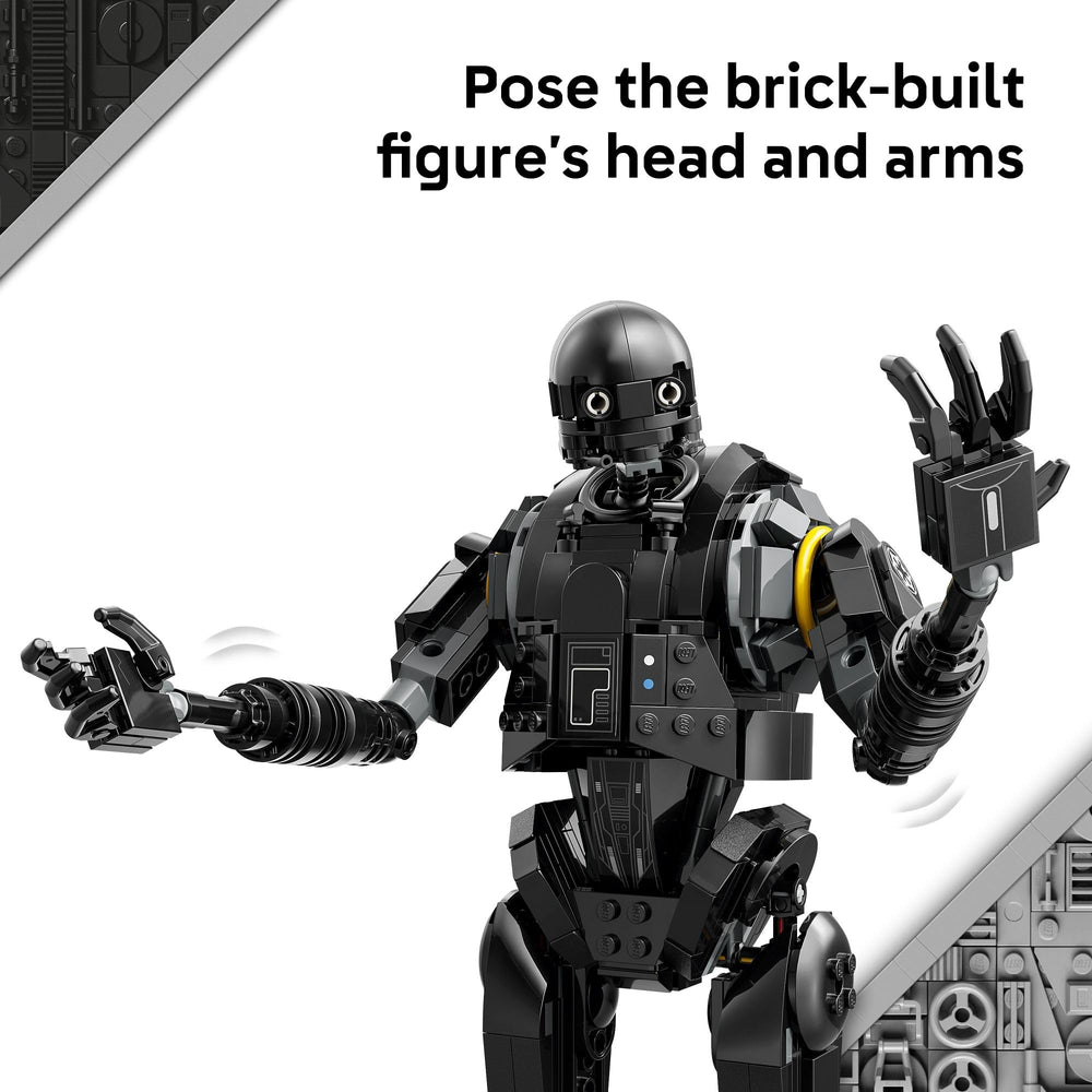 LEGO Star Wars Andor K-2SO posable head and arms enable dynamic poses.