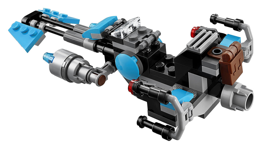LEGO Star Wars blue elements on the bounty hunter speeder bike for vibrant detail