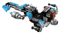 LEGO Star Wars blue elements on the bounty hunter speeder bike for vibrant detail