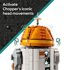 LEGO Star Wars Chopper detachable arms and center wheel for versatile display.