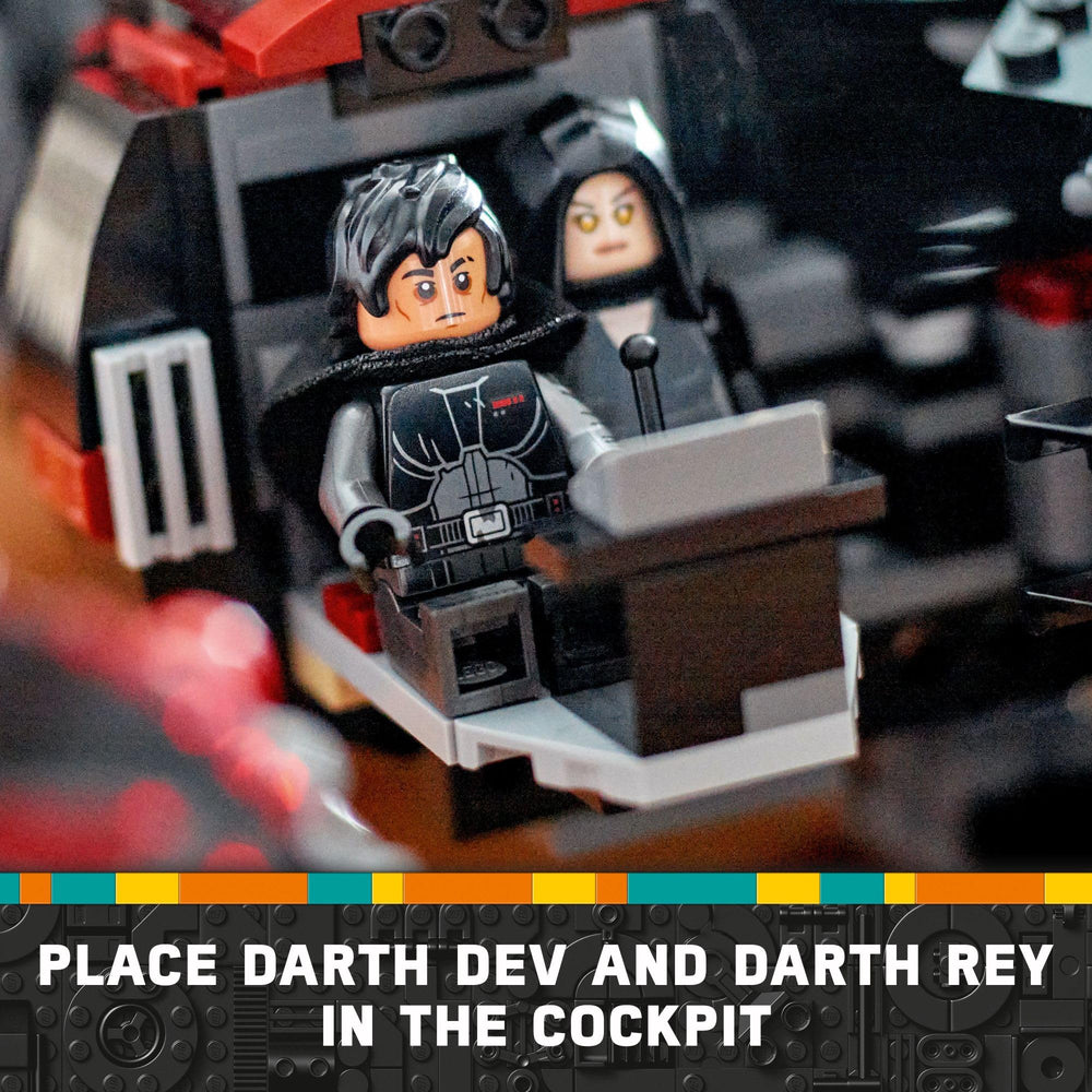 LEGO Star Wars The Dark Falcon flip-panels enable quick interior access for play.