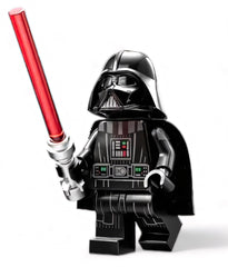 LEGO Darth Vader minifigure with lightsaber for display and action setups