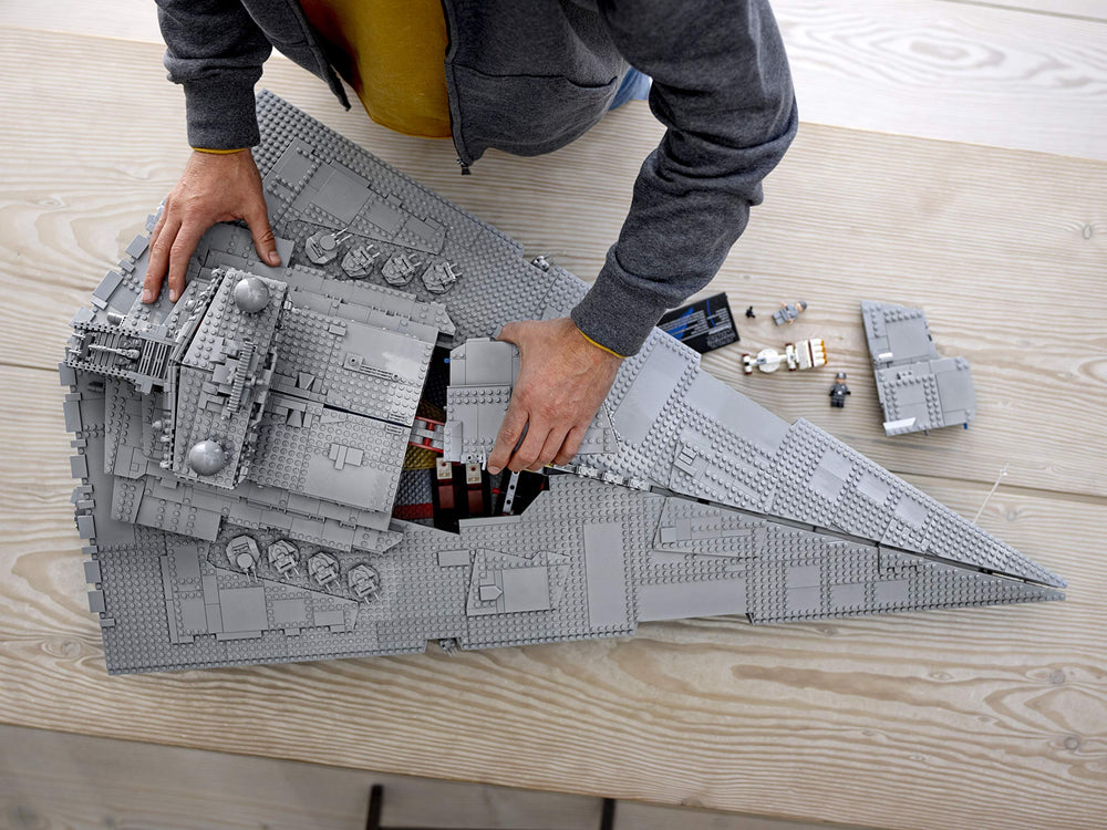LEGO Star Wars Imperial Star Destroyer stand with plaque enhances display detail