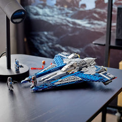 Mandalorian Starfighter on display for shelf decor and collection