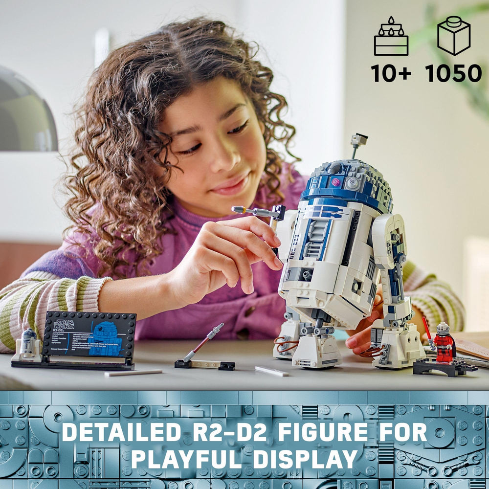 LEGO R2-D2 with 360-degree head for dynamic posing and scenes.