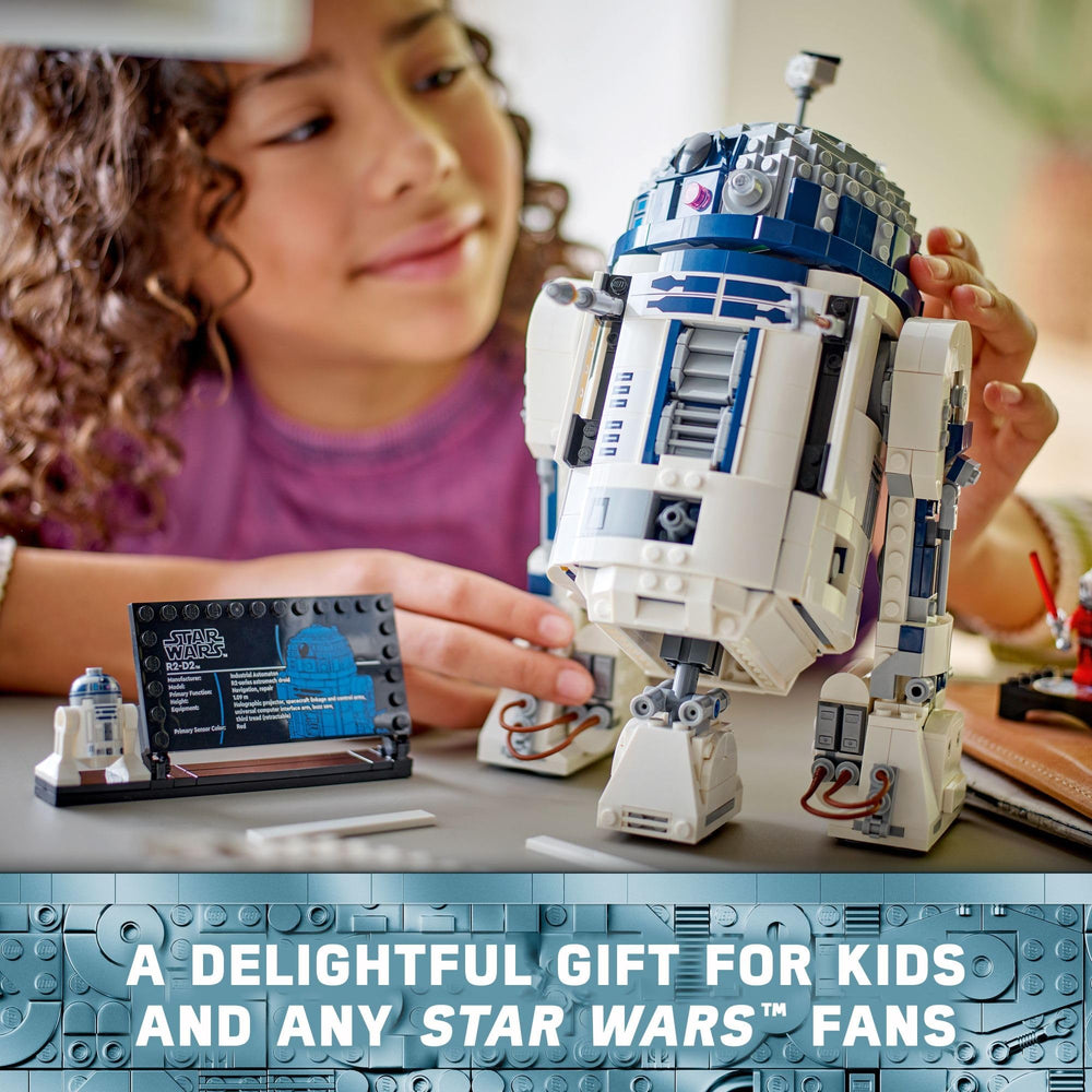 LEGO R2-D2 with periscope and tools for imaginative play setups.