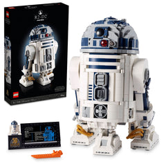 LEGO Star Wars R2-D2 75308 display stand highlights the collectible centerpiece at home or office.