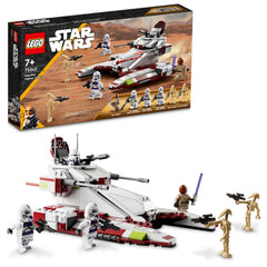 LEGO Star Wars Republic Fighter Tank front view, vivid colors and bold silhouette for display