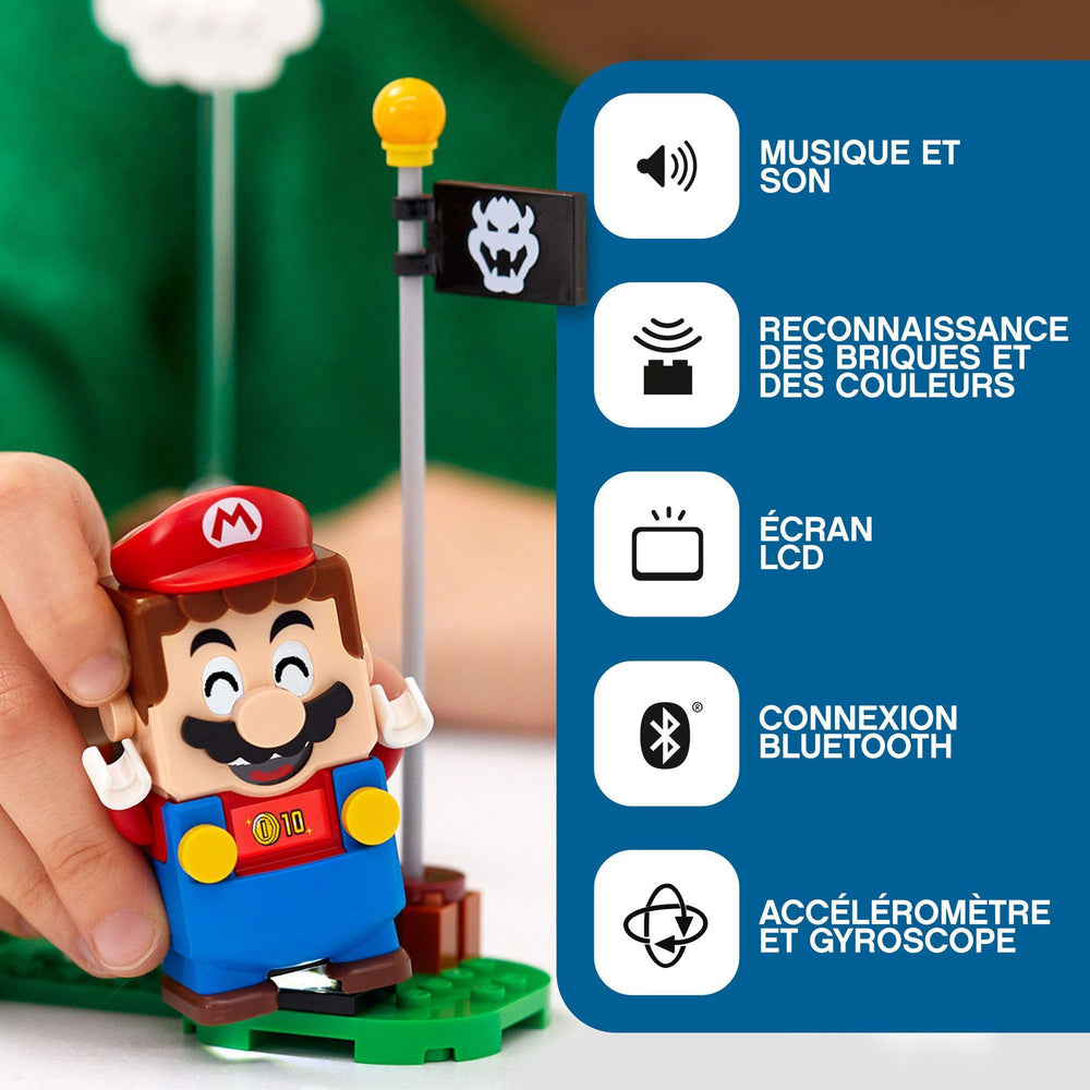LEGO Super Mario Adventures Start Pipe element inviting coin collection and level progression