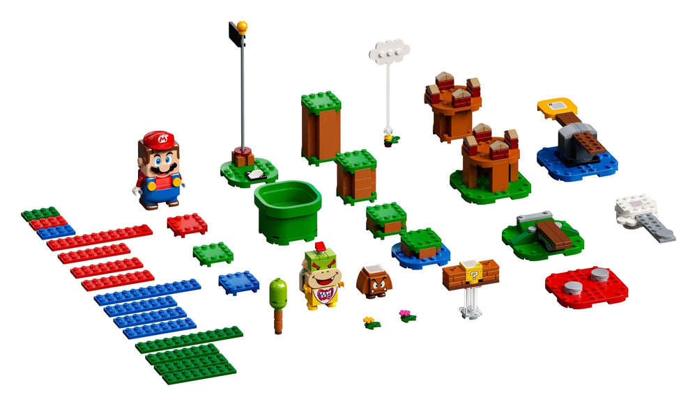 LEGO Super Mario Adventures with Mario Starter Course Start Pipe visual guides coin-collecting paths
