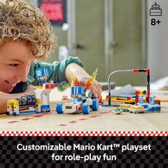 LEGO Super Mario blue Toad pit-crew figures in blue uniforms, ideal for imaginative races