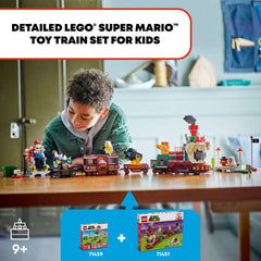 LEGO Super Mario Bowser Express train detail with cab and handcar for action-packed scenes