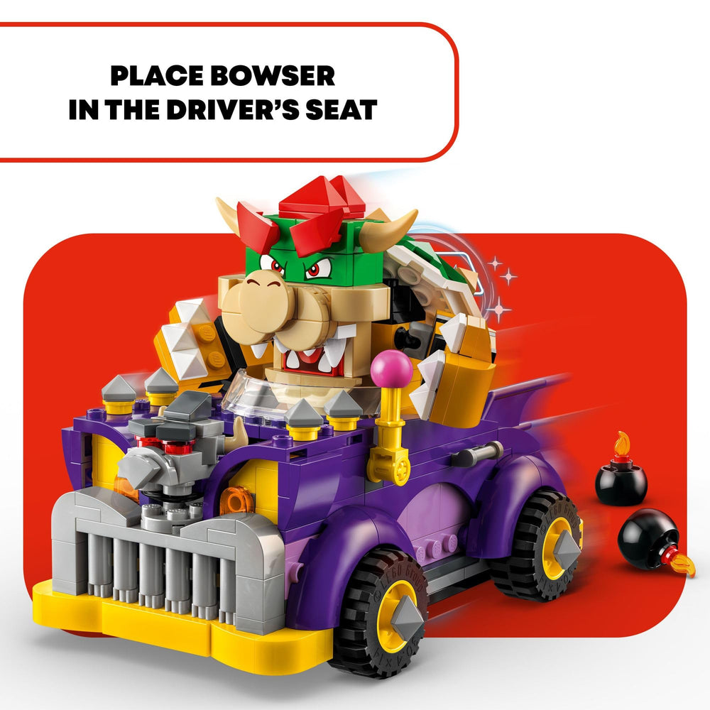 Bowser hood lever movement on the muscle car, showing moving ornament.