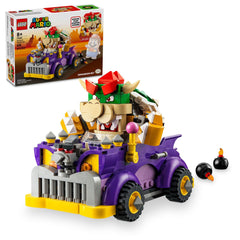 LEGO Super Mario Bowser muscle car front view, ideal for imaginative play.