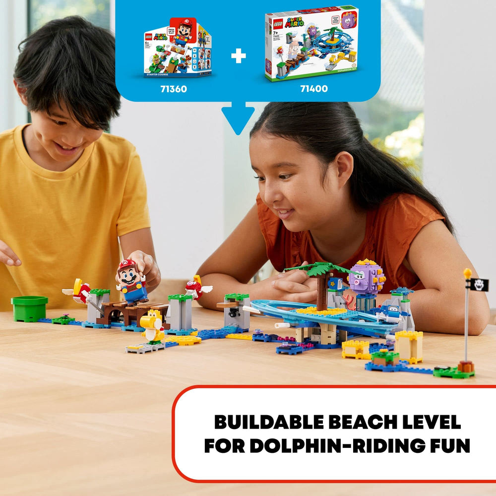 LEGO Super Mario dolphin ride figure invites dynamic play with LEGO Mario or Luigi