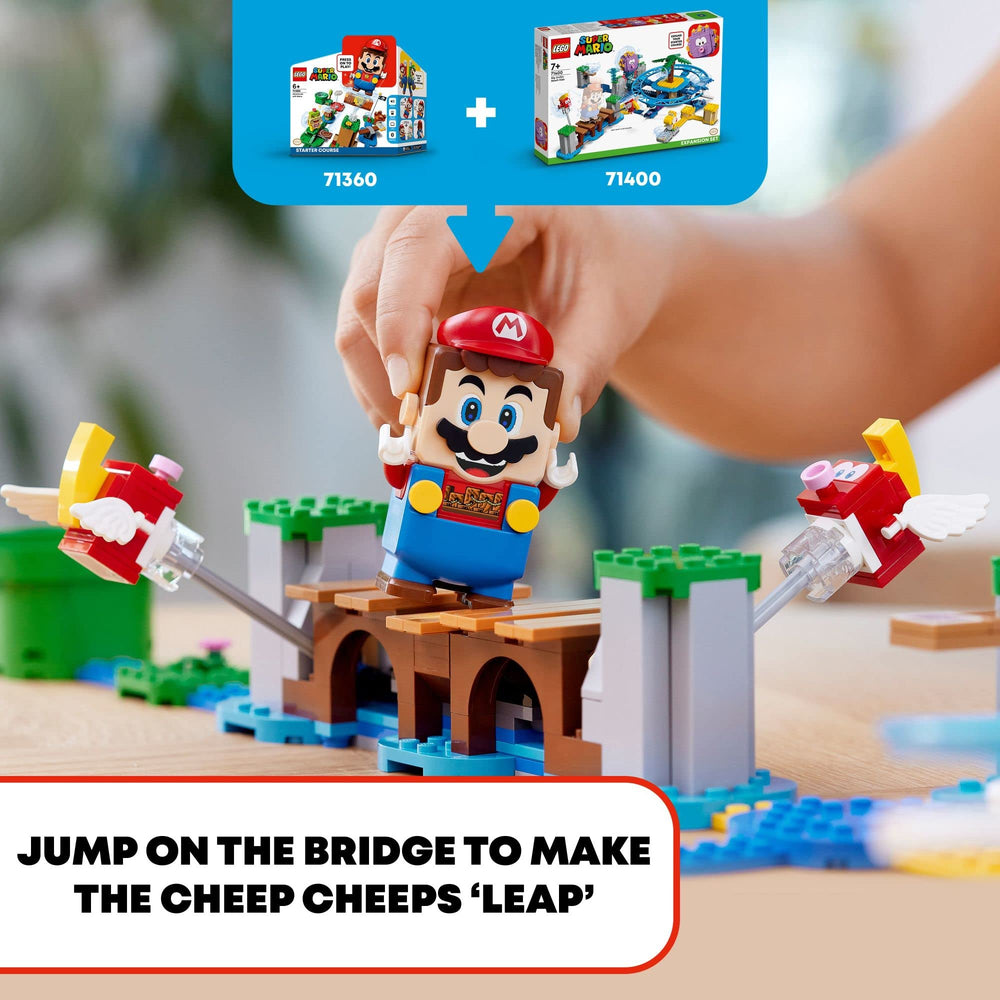 LEGO Super Mario palm tree with Super Star Block highlights interactive targets for level shaping