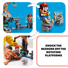 LEGO Super Mario Reznor Knockdown Set shows seesaw Grrrol for balance challenges.