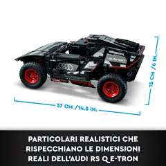 LEGO Technic Audi RS Q e-tron 42160 cockpit close-up illustrates authentic control detail for builders