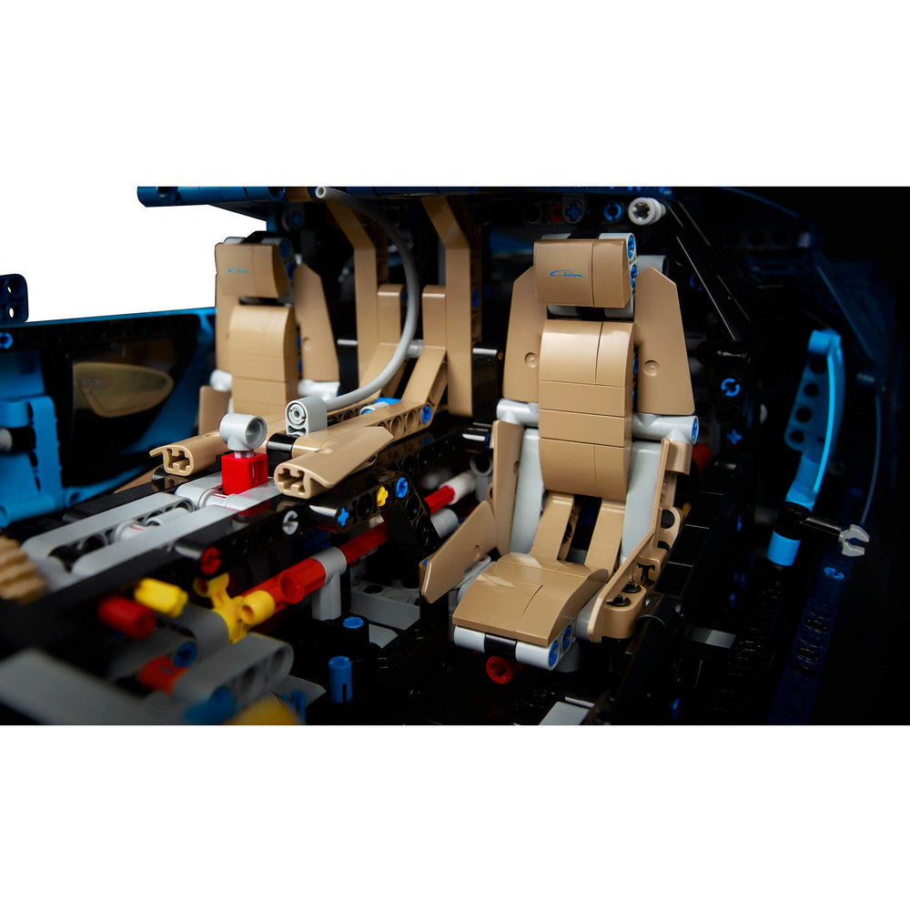 LEGO Technic Bugatti Chiron steering wheel with Bugatti emblem for immersive cockpit feel