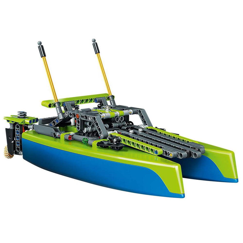 LEGO Technic Catamaran rudder demonstrates precise steering for realistic sailing experiences.
