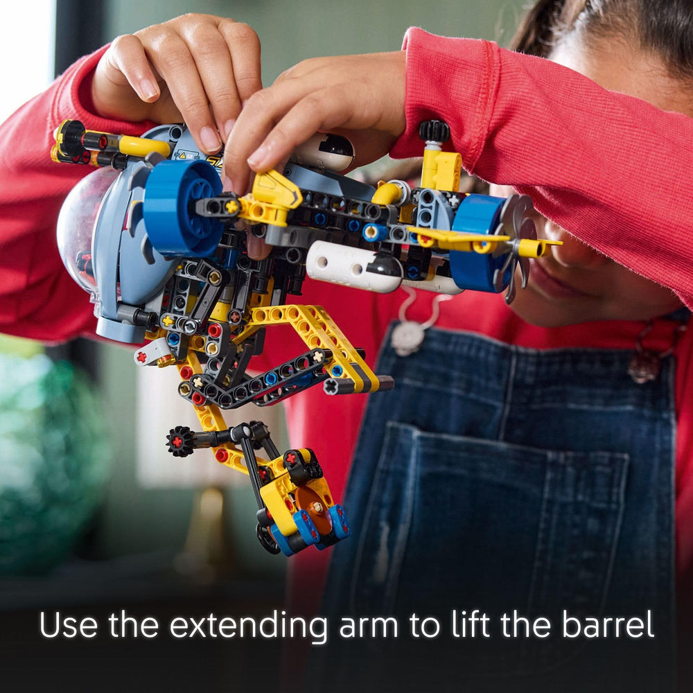 LEGO Technic Deep-Sea Submarine transparent cockpit reveals seat and controls.