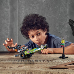 LEGO Technic Dragster wheelie-bar detail enhances stunt play