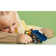 LEGO Technic Dump Truck 42147 side view highlighting realistic movement and control