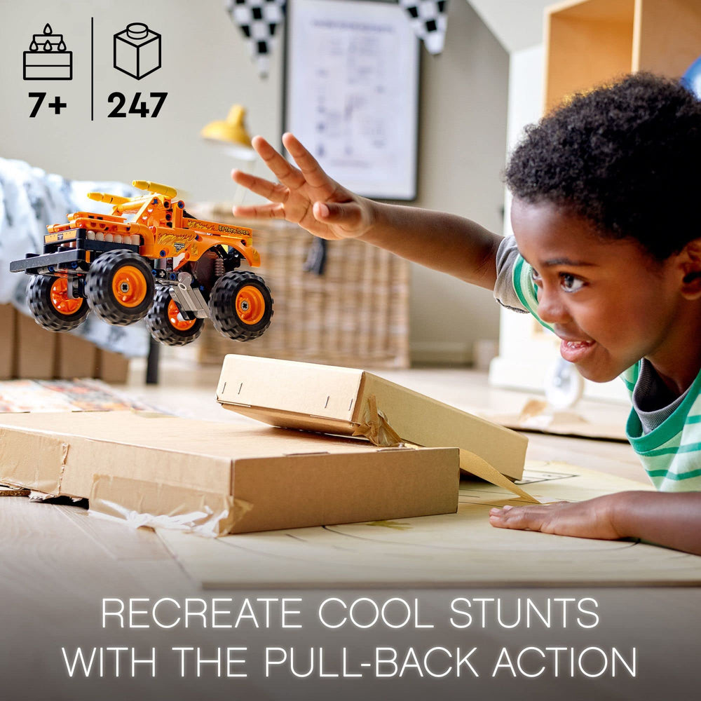 LEGO Technic El Toro Loco horns and graphics add authentic Monster Jam flair.