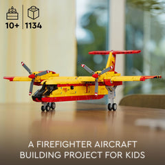 LEGO Technic Firefighter Aircraft propellers spin for engaging mechanics