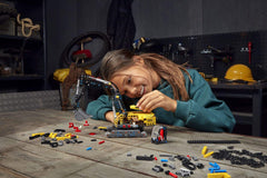 LEGO Technic Heavy-Duty Excavator 42121 rebuilt into tracked tractor with backhoe versatility